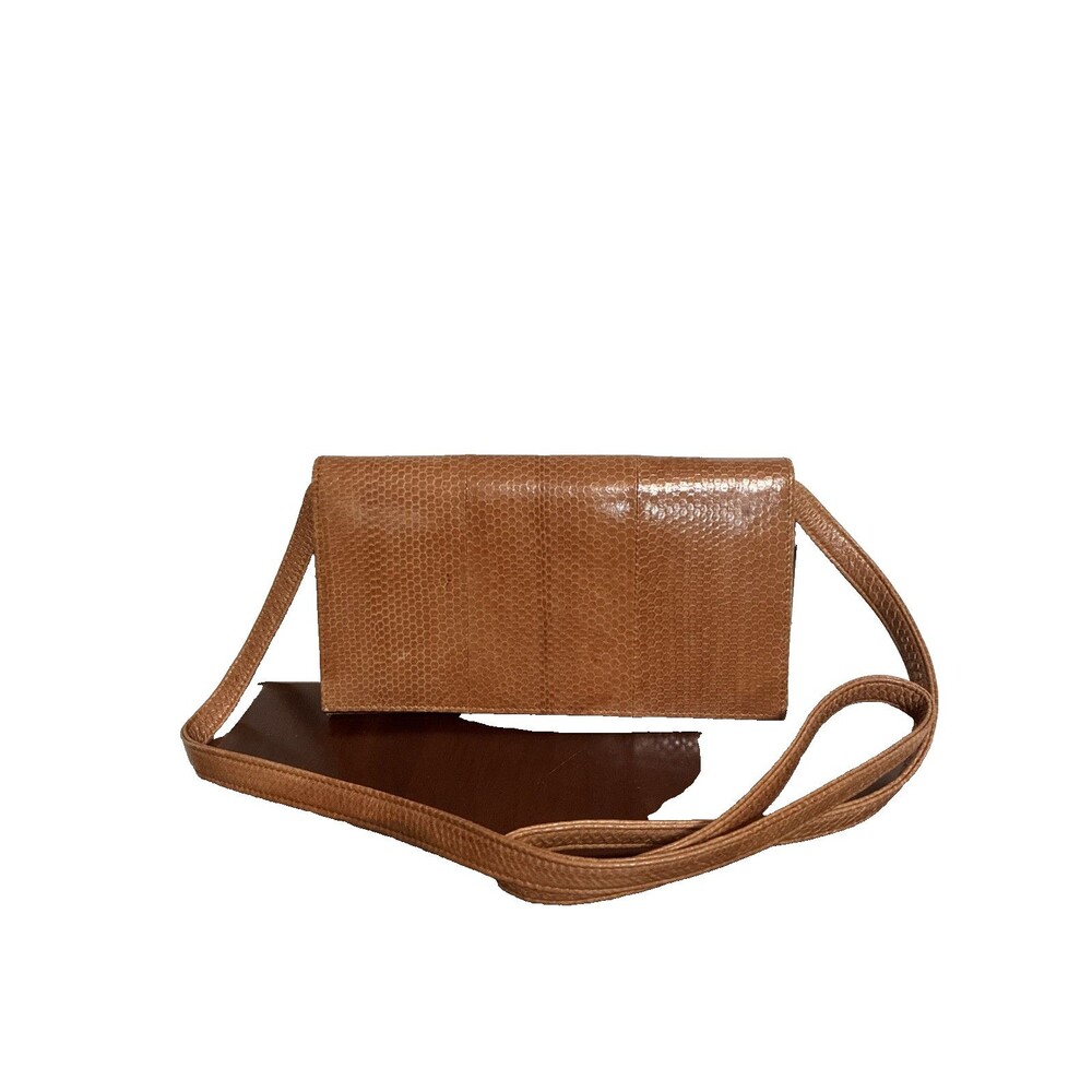 Snakeskin Sling Wallet Crossbody Bag Purse Brown Casual Boho Vintage Style